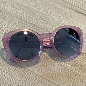 Diff Eyewear Luna Sunglasses- Amethyst Sparkle Oversized Round Polarized Sunnies
